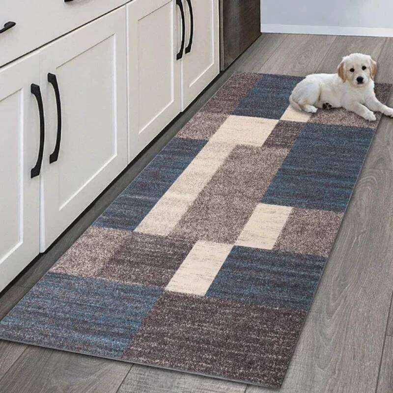 Non Slip Easy Clean Modern Geometric Patchwork Theme Runner Mat Minimalist Pattern Rug for Kitchen Hallway Home Decor H260226
