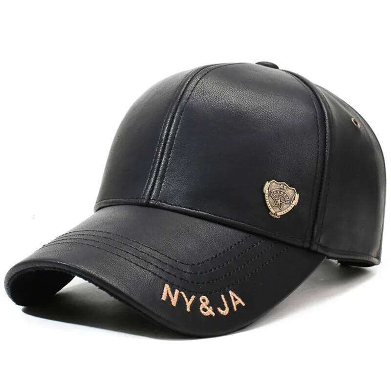 New Winter Plush Thickened Warm Baseball Caps For Men Faux Velvet Coldproof PU Leather Adjustable Size Snapback Cap Z260226
