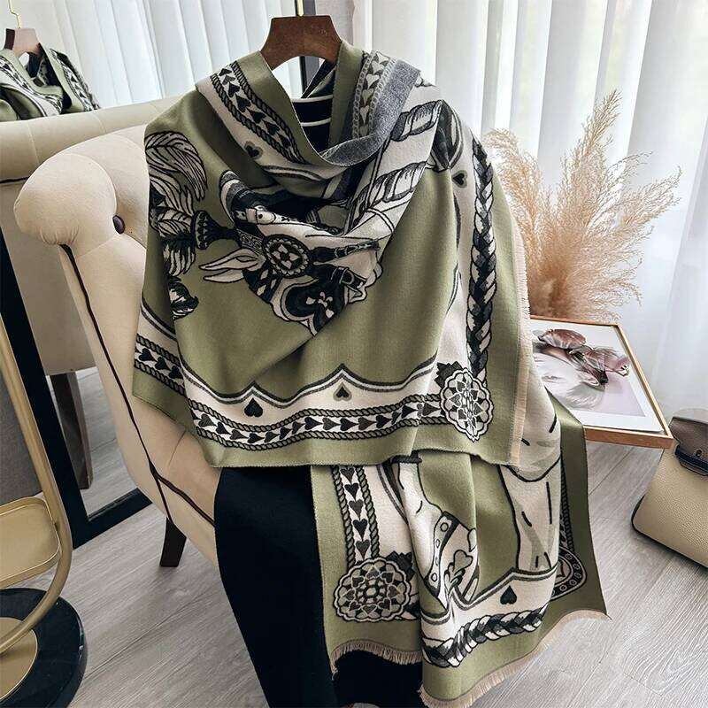 2025 New Brand Luxury Warhorse Scarf for Women Warmer Winter Cashmere Pashmina Scarves Shawls Female Thick Blanket Wraps Foulard Z260226