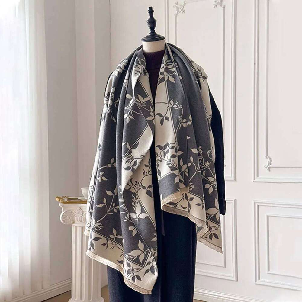 New Winter Cashmere Scarf for Women Camellia Shawl Wrap Female Pashmina Luxury Brand Poncho Thick Blanket Warm Bufanda Echarpe Z260226
