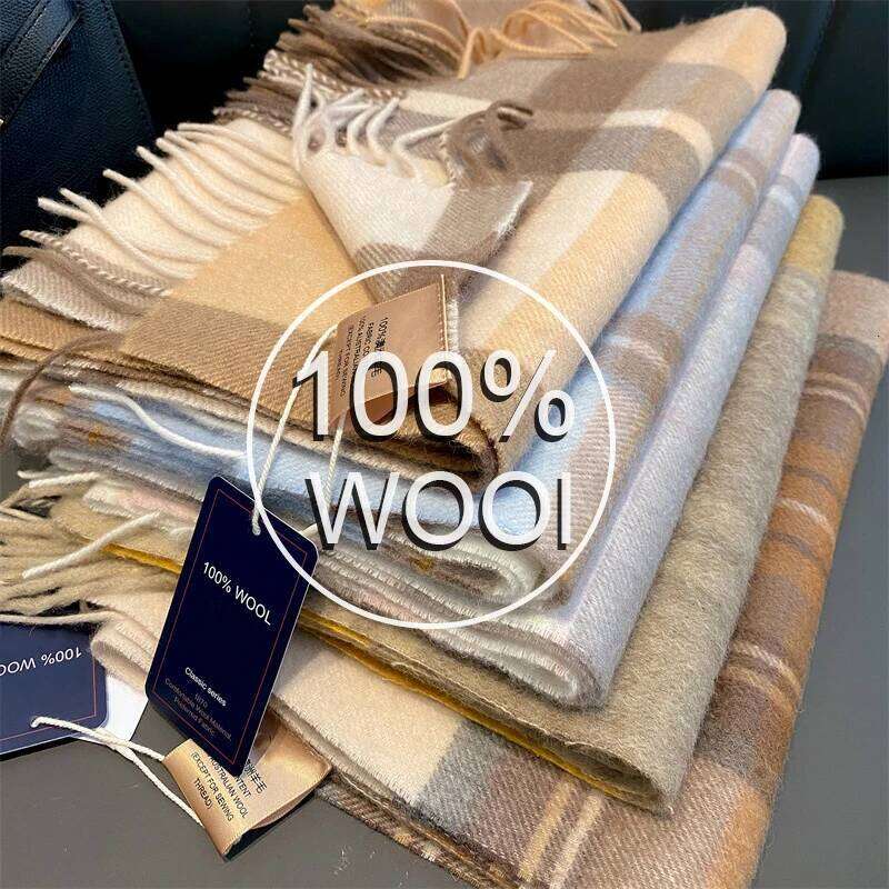 100% Wool Winter Scarf for Women Long Warm Cashmere Hijab Solid Lady Shawl Wrap Female Pashmina Bandana Head Scarves Z260226