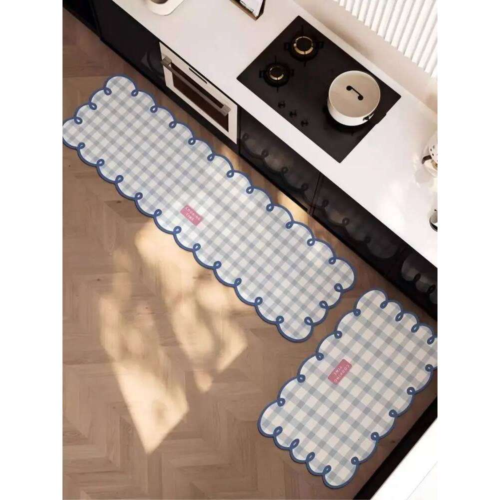 VIKAMA 1/2PC Simple Checkerboard Kitchen Special Dialgae Mud Absorbent Anti-Fouling Anti-Slip, Dirt-Resistant Carpet Home Decor H260226