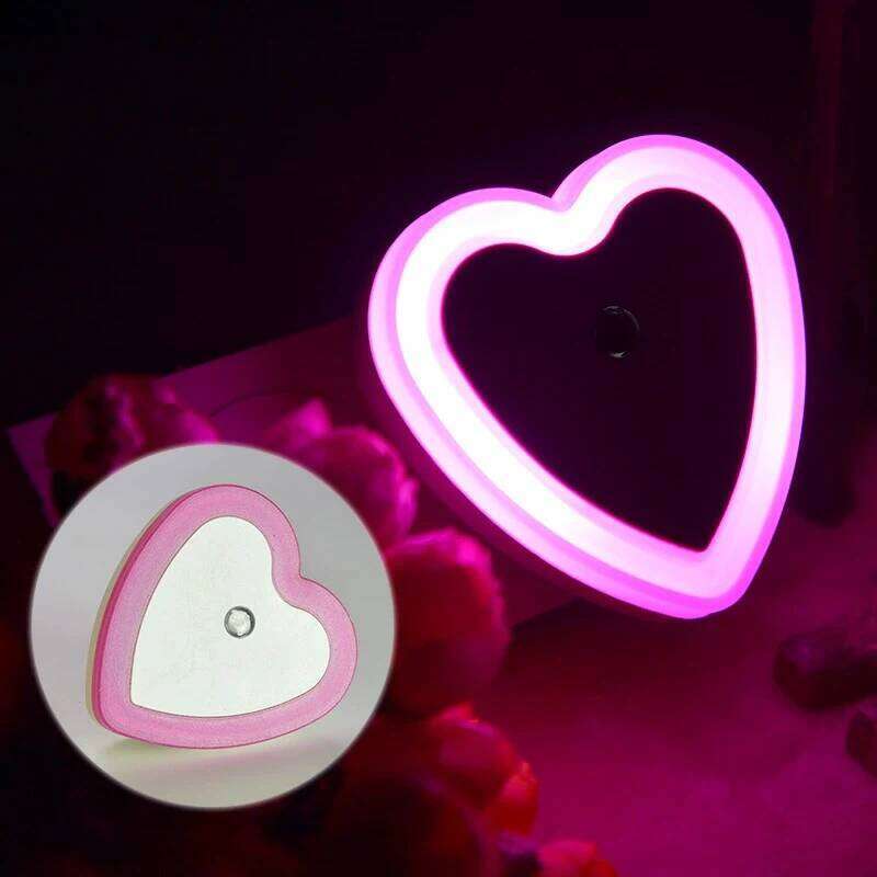 LED Lights Wireless Control Sensor Mini Heart-shaped EU US Plug Night Light Living Room Bedroom Bedside Lamp Z260227