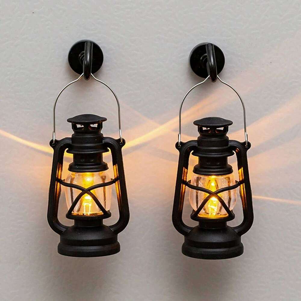 6cm Simulation Cande Night Light Mini Led Retro Glowing Pony Lantern Dollhouse Miniature Kerosene Lamp Home Decor Toy Z260227