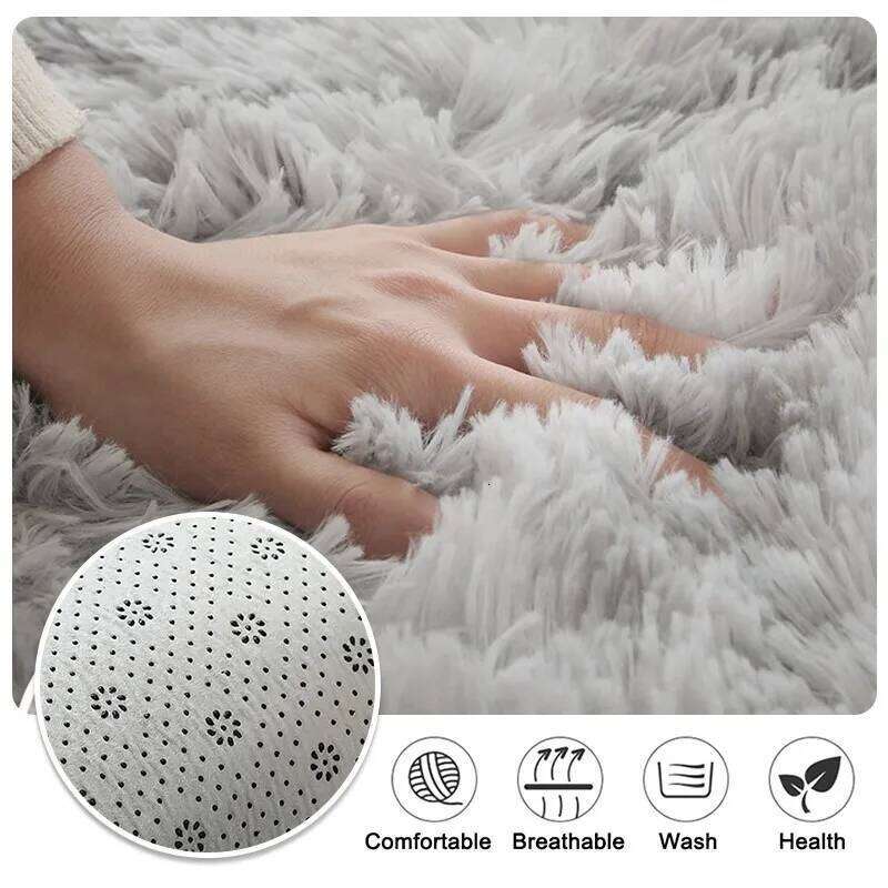 VIKAMA Solid Color Plush Children's Bedroom Soft Fluffy Mat Living Baby Room Nursery Playroom Decorated Area Carpet H260226