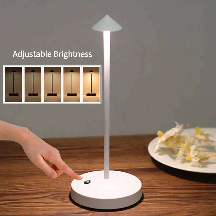 Rechargeable LED Table Touch Sensor Night Desk Lamp for Restaurant Hotel Bar Bedroom 3 Color Temperatures Stepless Dimming Z260227