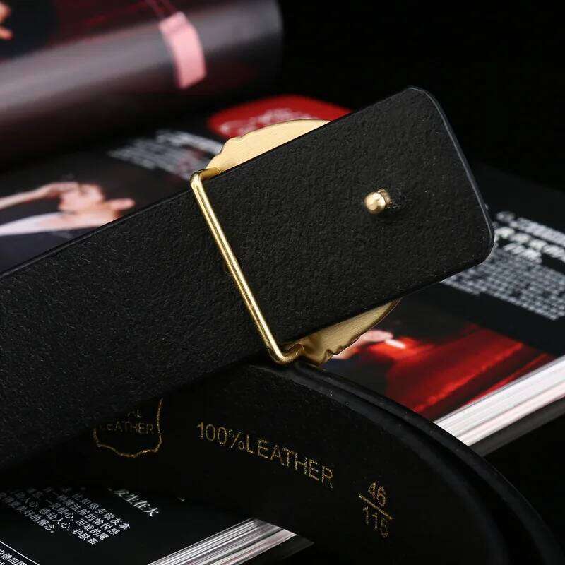Trendy High-quality Yellow Half Face Buckle Casual Versatile Business Suit Men's Belt The Best Gift for Men Z260226