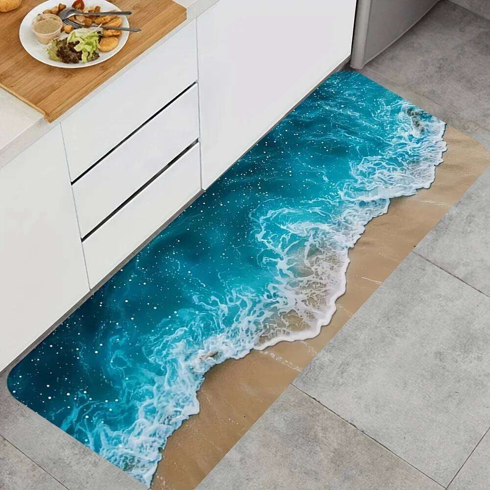 Summer Beach Wave Floormat Home Decor Non-slip Kitchen Hallway Balcony Rugs Bathroom Foot Pad Bedroom Door Mat H260226