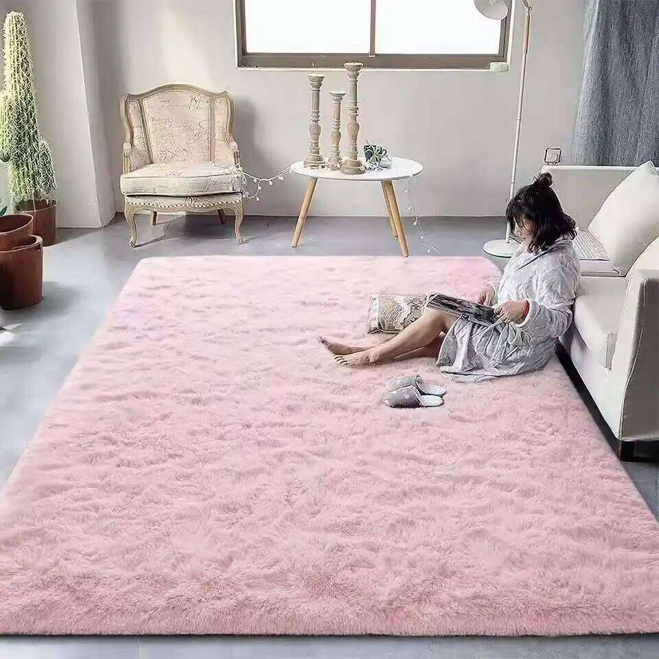 VIKAMA Tie-dyed Fluffy Carpets For Living Decor Bedside Rug Warm Plush Floor Children's Room Play Mats Furry Carpet H260226