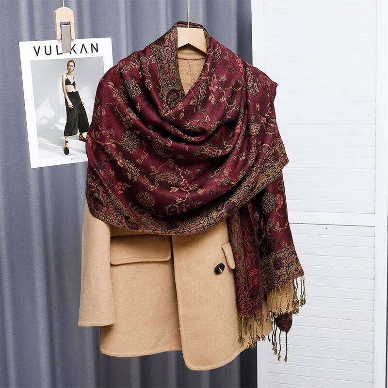 Foulard Paisley Imprime Design Hijabs Pour Cachemire Pashmina Chale Dame Enveloppement Chaud Hiver Foulards Femme Z260226