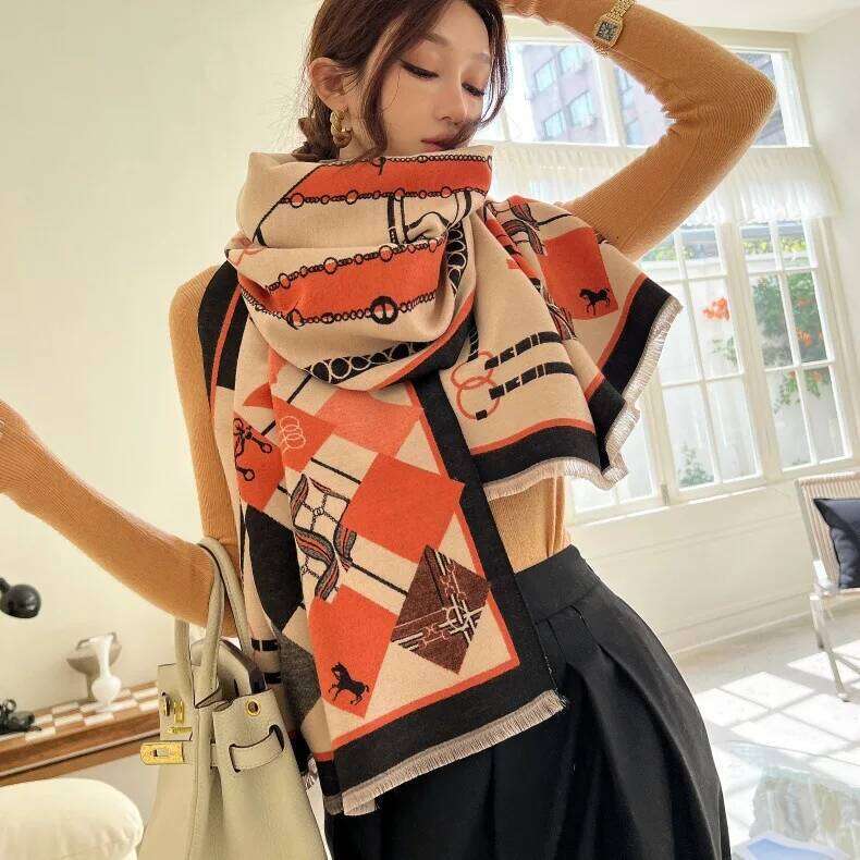 185*65cm Winter Women's Luxury Design Double sided Cashmere Feel Warm Red Scarf Shawl Z260226