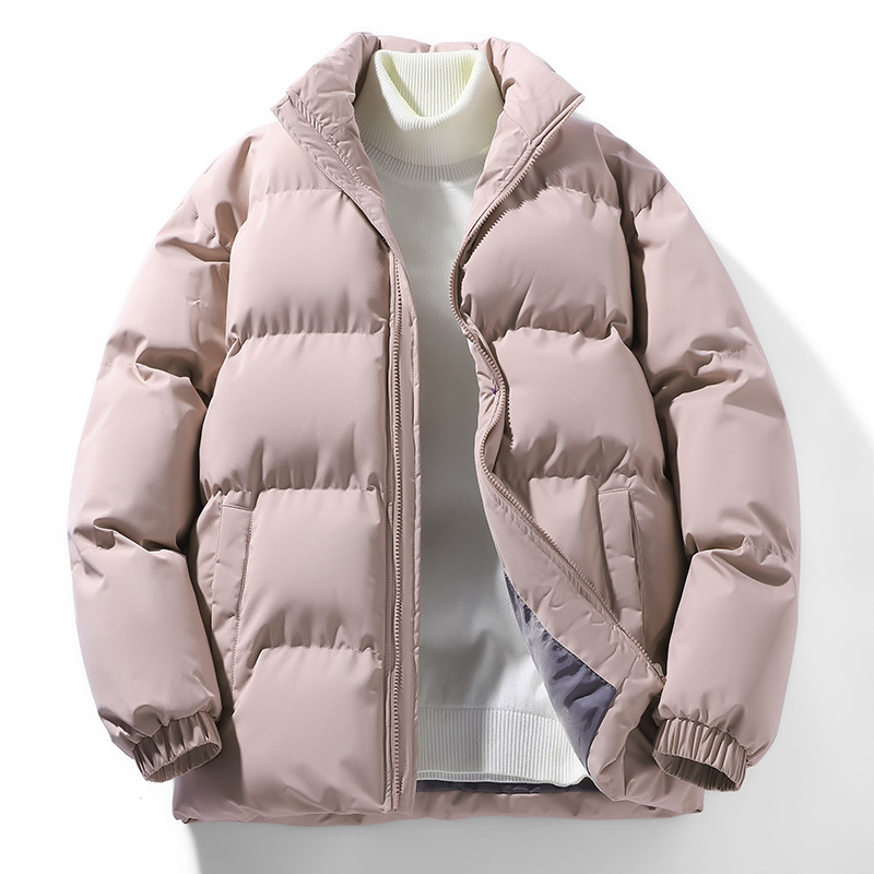 Men's Fall & Winter Puffer Jacket, Hong Kong Style Loose Stand Collar Cotton Coat, Ins-style Versatile Padded Outerwear