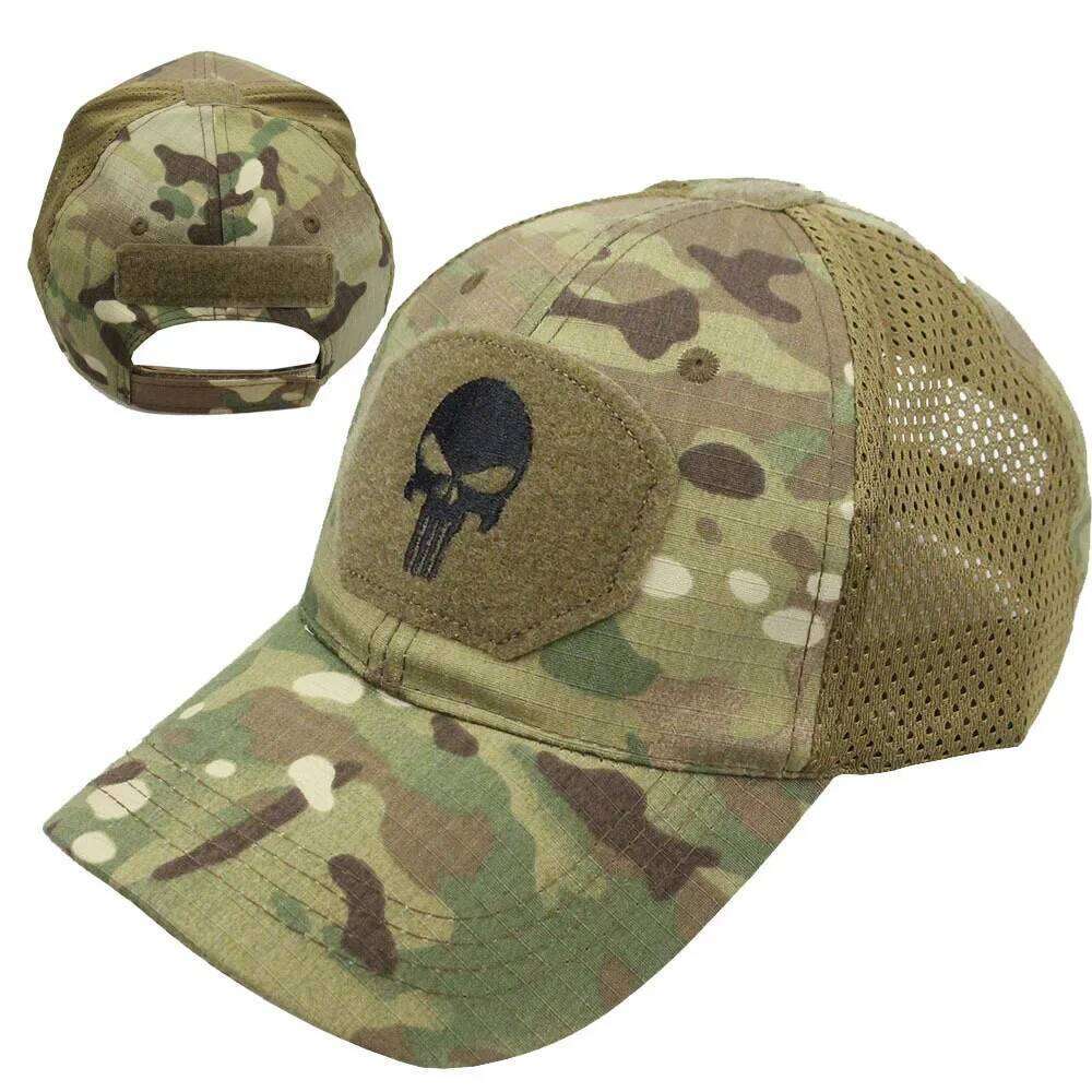 Camouflage Baseball Cap Mesh Breathable Special Forces Tactical Camo Skull Duck Visor Hat Z260226