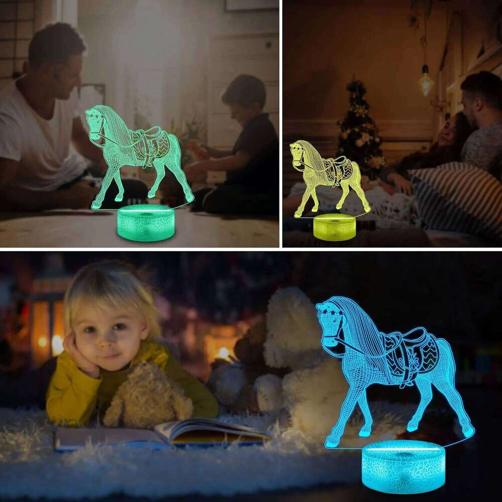 NEW Animal 3D Night Lamp Children Bedroom Decor Desk Setup Zodiac Horse Bedside Light for Christmas Birthday Gift Z260227