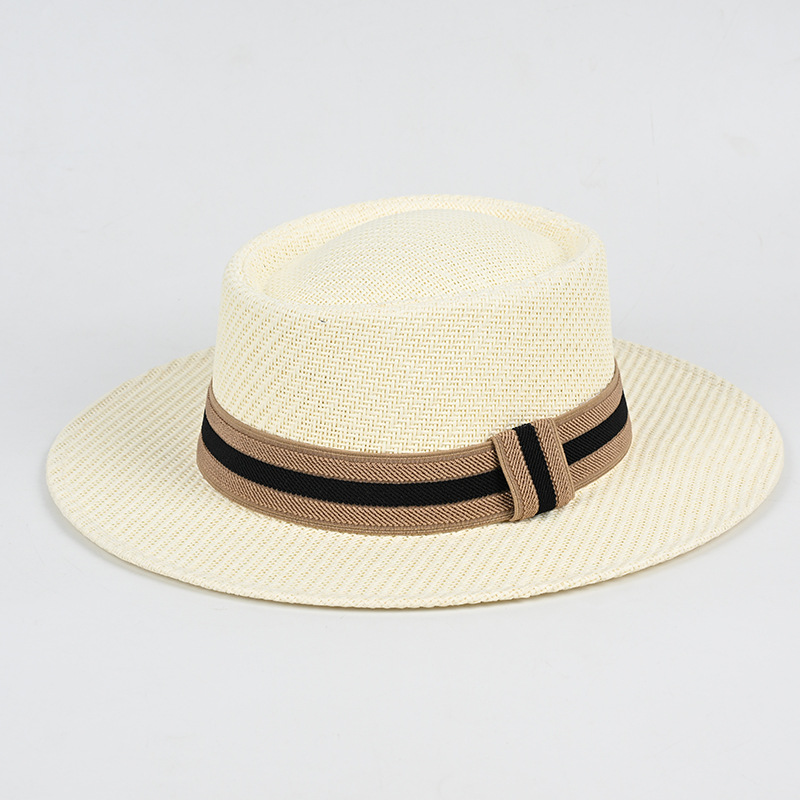 2026 New Summer Women's Outdoor Seaside Beach Hat Women's Sun Hat Sunscreen and Sunshade Fashion Flat Top Straw Hat
