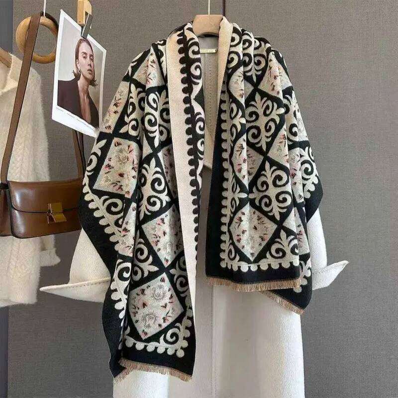 Versatile Faux Cashmere Scarves Shawl for Women Autumn Winter Multi-Functional Neck-Protecting Warm Windproof Scarf Z260226