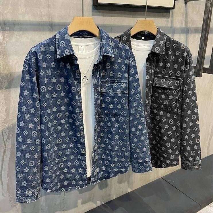 Denim 2025 Spring/Autumn New Trendy Brand Casual Stylish Retro Personalized Printed Work Shirt Jacket For Men