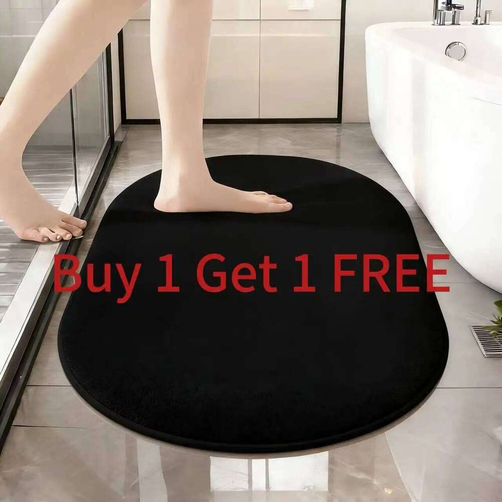 2pc oval bath 40x60cm+40 * 60cm, super soft absorbent bathroom mat, anti slip and washable carpet floor mat for floors, H260227 - view 4
