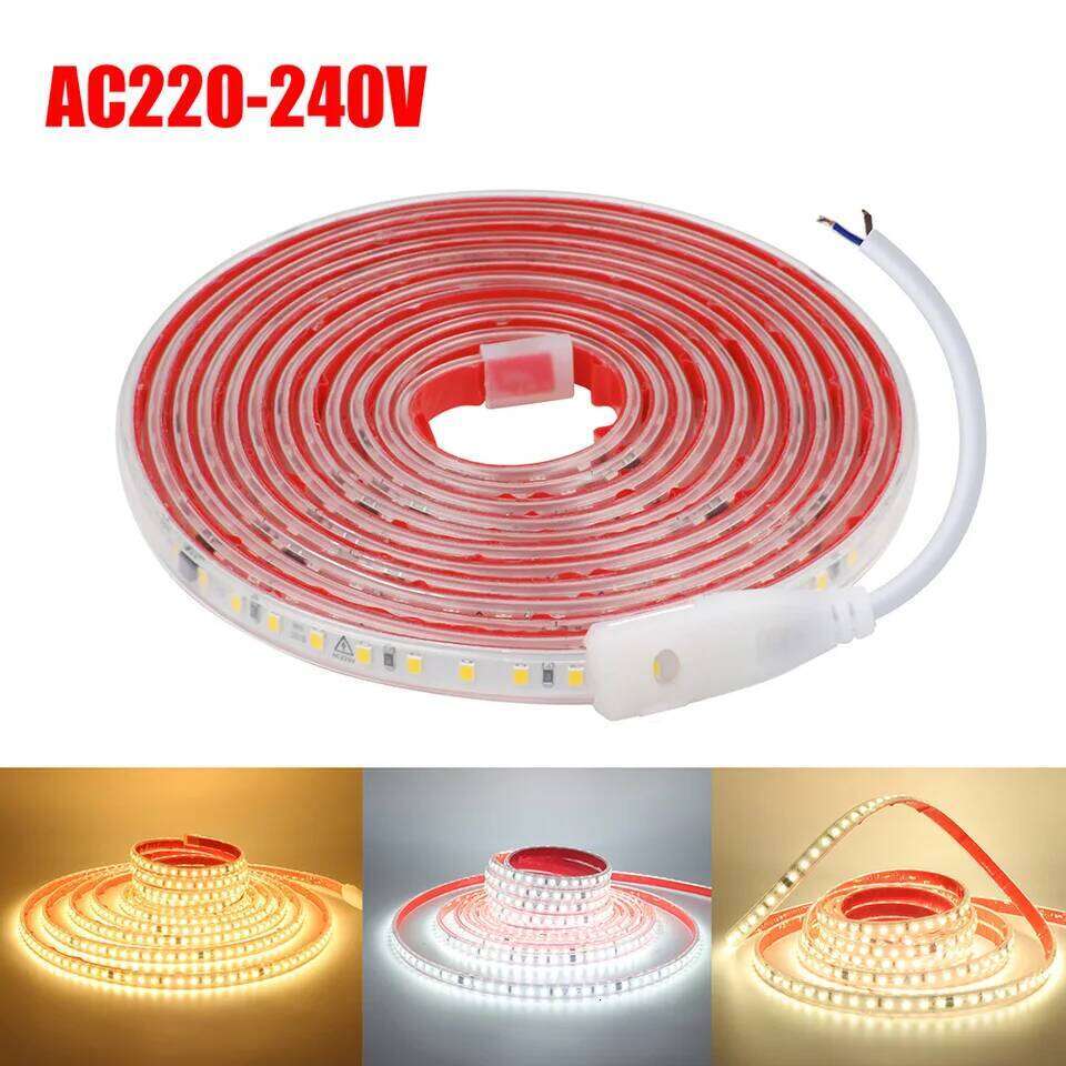 AC 2835 Led Strip Lights Dimmable 220V 230V 120 LEDs/m 0.5m 1m 2m 5m 10m 20m 50m Waterproof High Brightness Diode Tape Adhesive Z260226