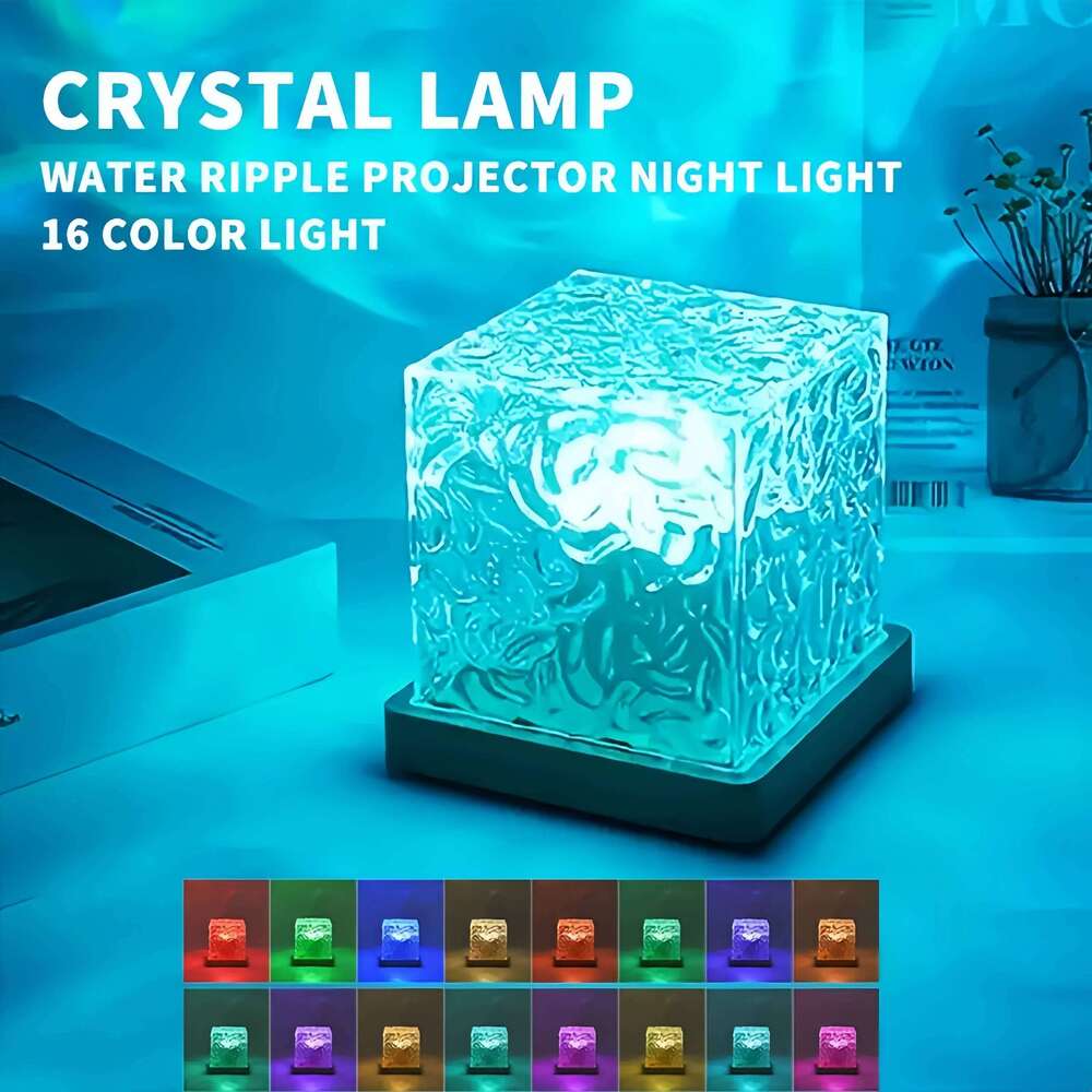 Ocean Wave Aurora Projector USB Remote RGB Water Ripple 16 Colors Night Home Office Bar Living Room Ambient Light Z260227