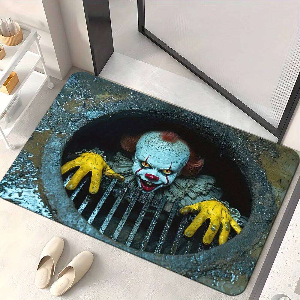VIKAMA Horror 3d Stereo Clown Carpet Non-Slip Bathroom Entrance Dirt-Resistant Door Mat Halloween Decorations H260226