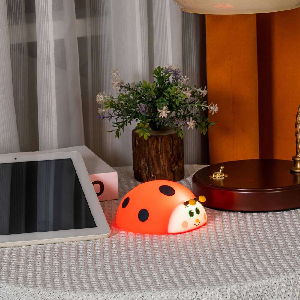 Night Light Silicone Nursery Sleeping Touch Control Nightlights USB Rechargeable Table Lamp for Baby Child Cute Ladybug Z260227