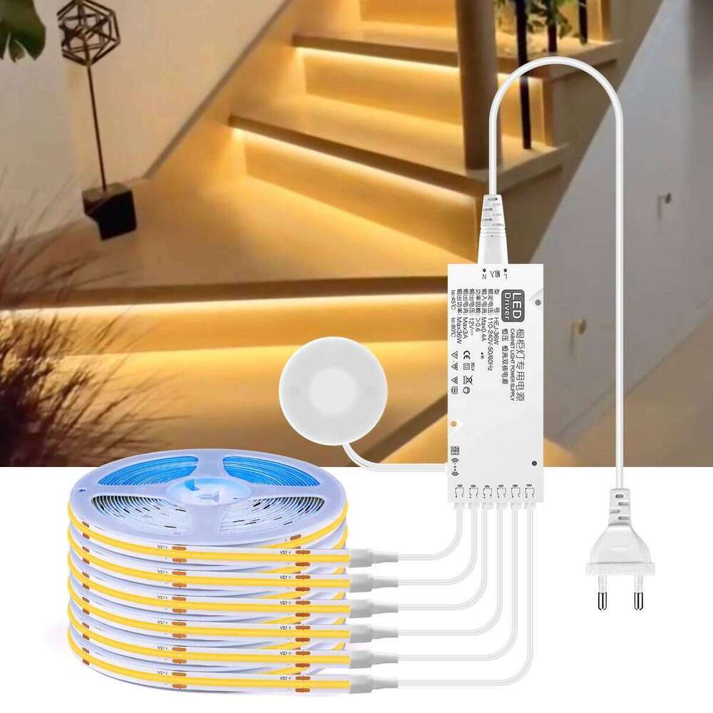 US EU Plug Multi Lamp Parallel Strip Lights Flexible COB LED Tape Adhesive Cuttable For Kitchen Closet Shelves DIY Lighting Z260226