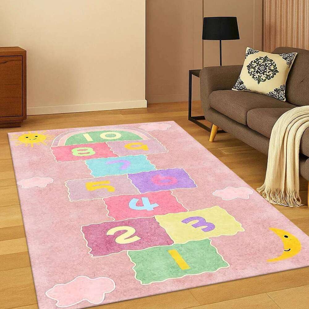 Child Digital Games Hopscotch Carpet Mat for Living Room Sofa Home Bedroom Doormat Kitchen Decor,Kid Play Non-slip Area Rug H260226