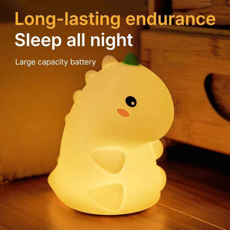LED Light Dinosaur Silicone Night USB Rechargeable Timing Bedside Table Lamp Room Decor Kids Baby nightlight Gift Z260227