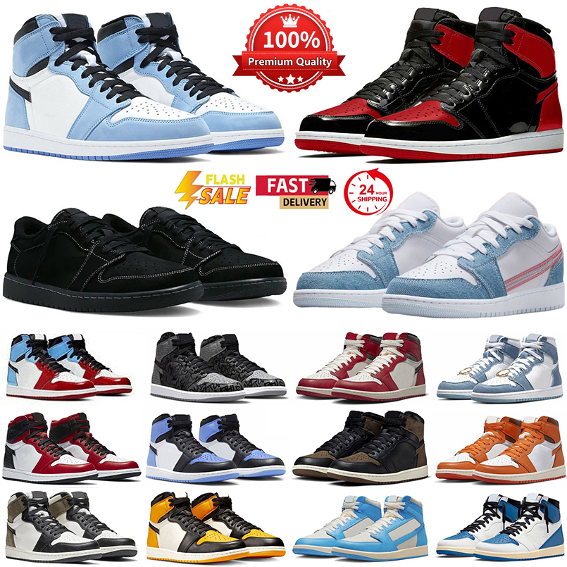 Designer Basketball Shoes 1 1s Sport Sneakers Bred Patent Fragment Varsity Red Black Reimagined Brown Panda University Blue Trainers With Box