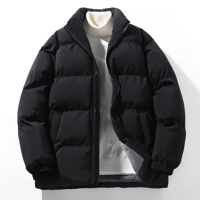 Men's Fall & Winter Puffer Jacket, Hong Kong Style Loose Stand Collar Cotton Coat, Ins-style Versatile Padded Outerwear