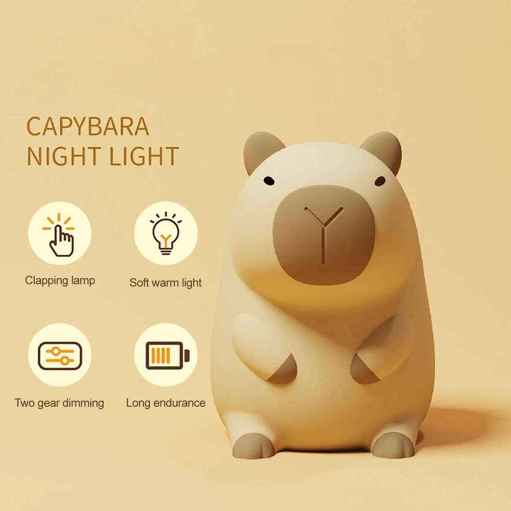 Capybara Silicone Night Light Cute Panda Adjustable Brightness Timing Rechargeable Sleep Nightlights For Kids Room Z260227