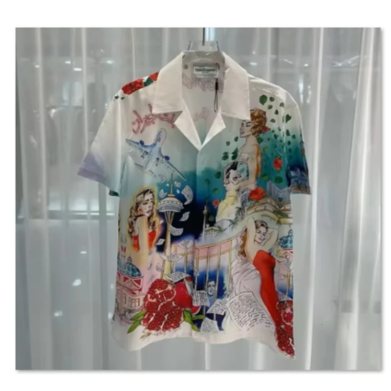 2026 mens light printed shirt mens and womens short sleeved shirt 100 fiber fashionable and comfortable casual gi260227