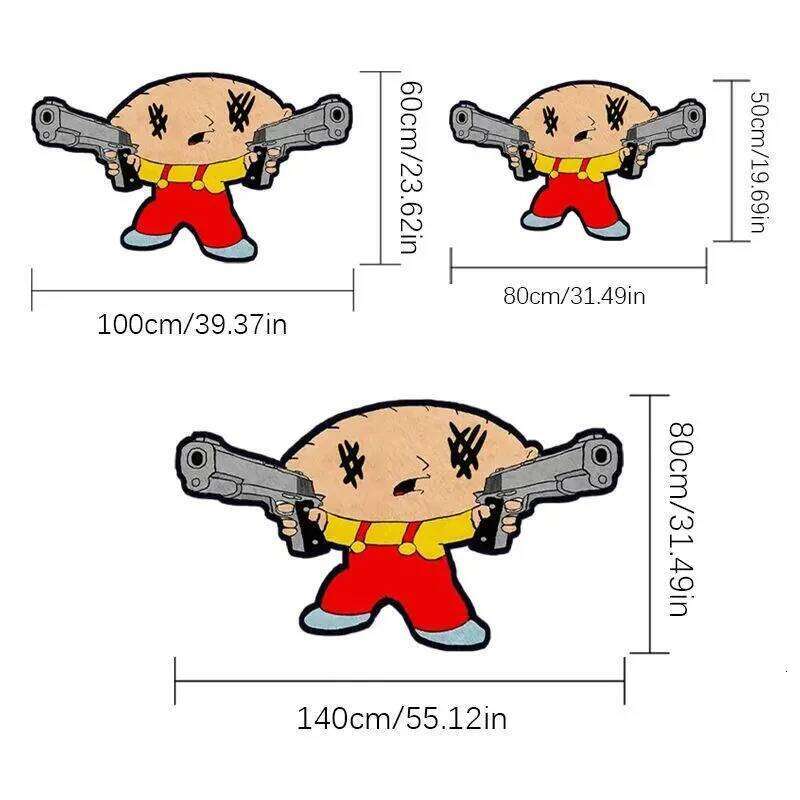 VIKAMA Cartoon Character Rug Comfortable and Warm Bathroom Entryway Floor Mat Bedroom Side Cushion - Home Decor H260226