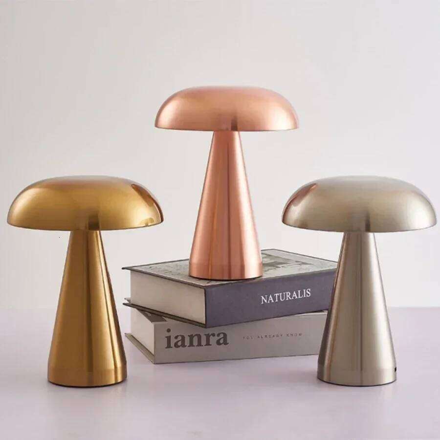 Retro Mushroom LED Table Touch Sensor Bedside Lamp Rechargeable Reading Lights For Bedroom Restaurant Bar Decor Lighting Z260227