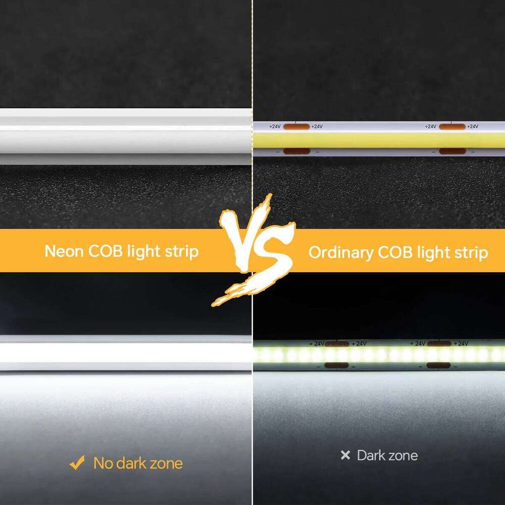 24V Silicone Neon COB Light Strip No Flicker, Soft Light,DIY Bendable Cuttable Transparent Nano Adhesive Tape,No Need Drilling Z260226