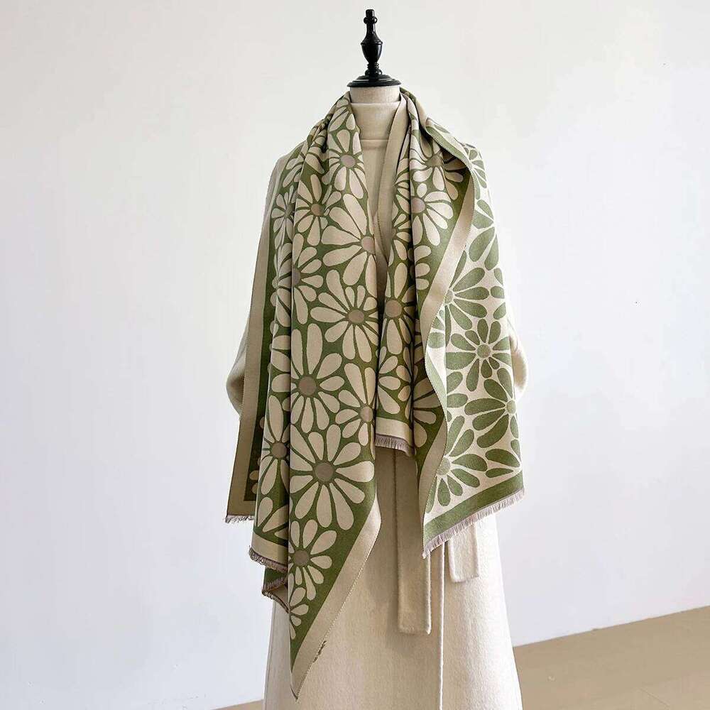 Women's Luxury Faux Cashmere Scarf Thick Warm Winter Floral Print Soft Pashmina Shawl for Travel And Daily Use Z260226