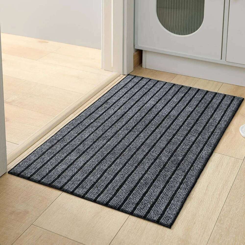 Modern Minimalist Square Floor Mat - Durable, Stain/Fade Resistant, Non-Slip Rubber Backing, Machine Washable for Indoor/Outdoor H260226