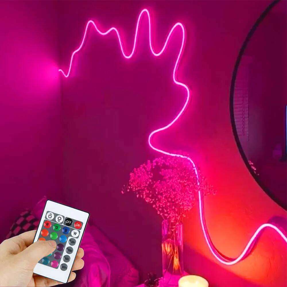 5M Neon LED Lights USB 5V Strip IP65 Waterproof Control Led Flexible Diode Decoration For Home Living Room Decor Lighting Z260226