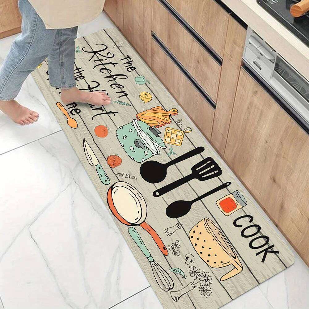 VIKAMA 1PC knife and fork theme Kitchen door Home decor floor mat washable dirt resistant non-slip carpet H260226