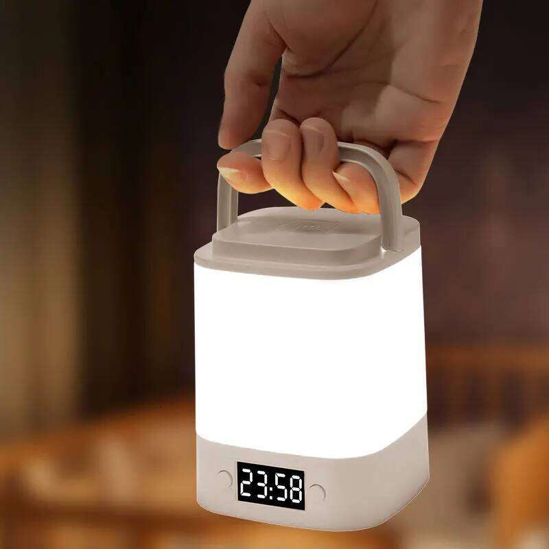 Rechargeable LED with Remote Clock Time Display Eye Protection Reading Lamp Dimmable for Bedroom Bedside Night Light Z260227