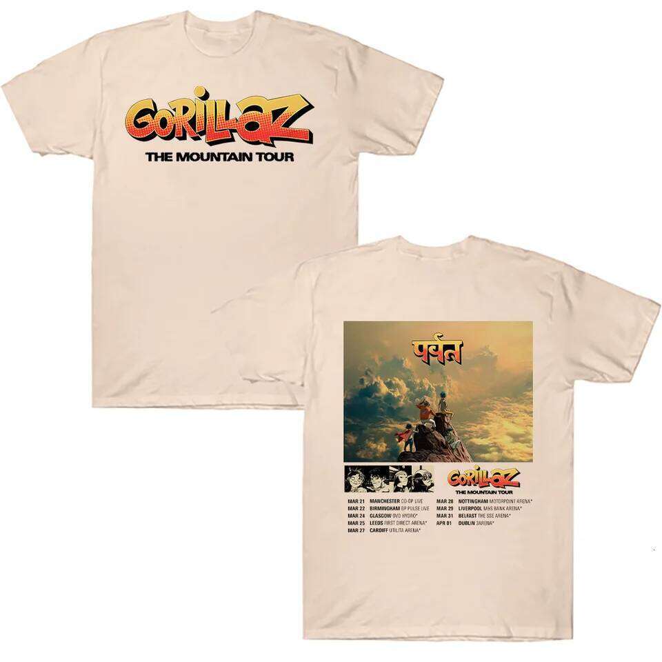 Cotton T-shirts Gorillazs The Mountain Tour Tshirt Street Music Band Punk Rock Y2K Tee Unisex Summer High Quality Casual Clothes C260227