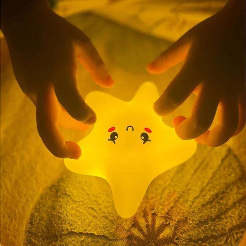 Mini LED USB rechargeable cartoon stars moon silicone night touch soft light wall lamp children's gift Z260227