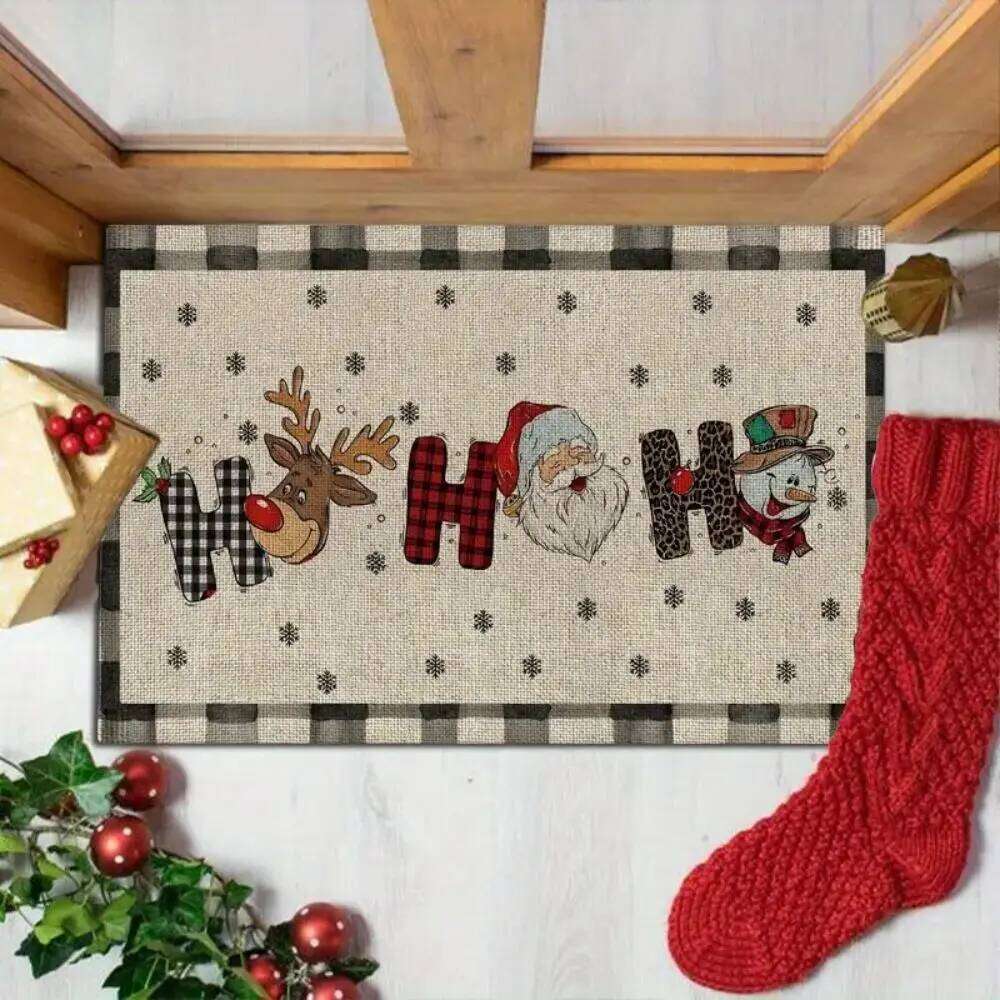 VIKAMA Christmas Happy Welcome Santa Claus Reindeer Kitchen Carpet Entrance Floor Mat Holiday Home Decoration H260226