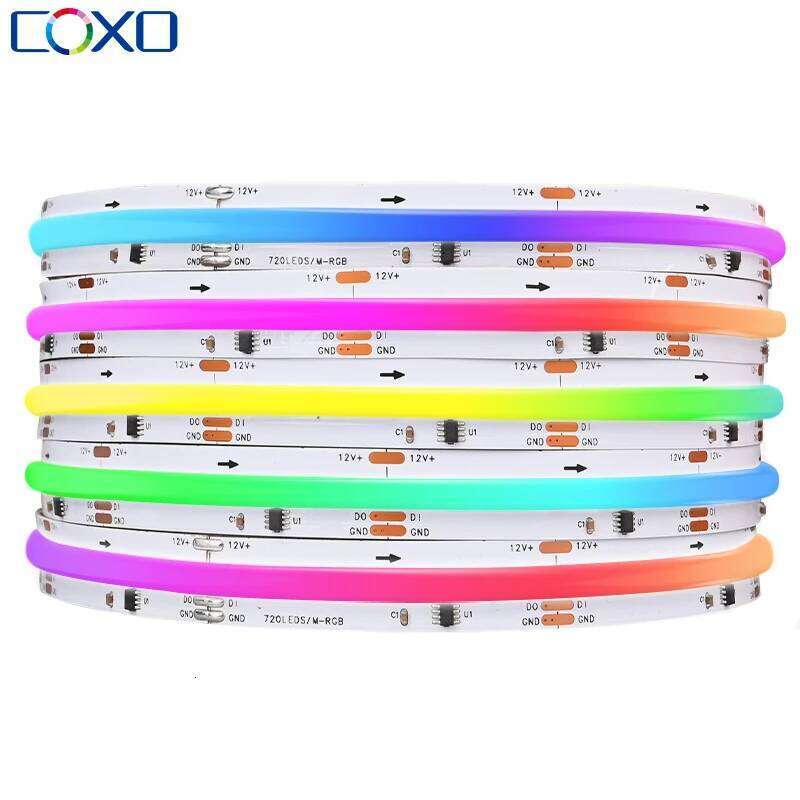 SPI COB RGBIC LED Strip Light Pixel WS2811 Addressable 720LEDs Dream Color WS2812B Flexible Dimmable FOB Lights RA90 DC12V 24V Z260226