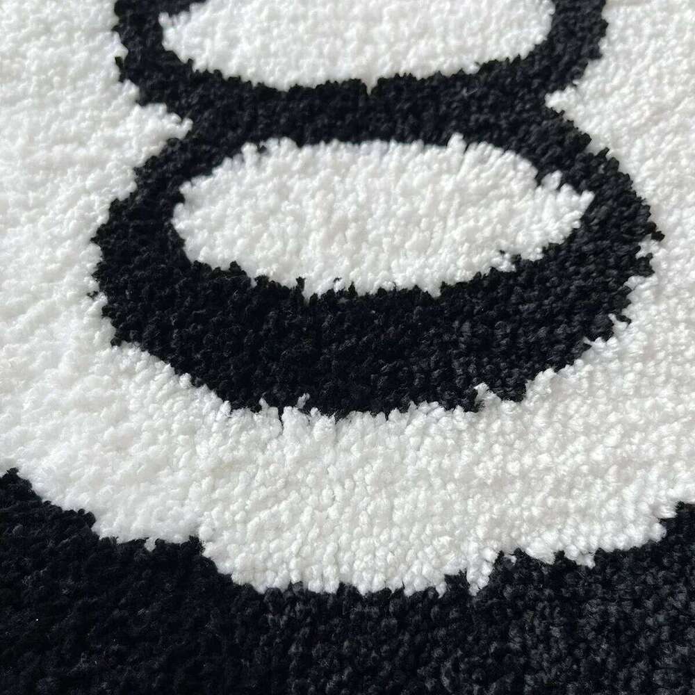 Plush Black Rug Creative Soft Anti-slip Carpet Round Skin Friendly 8 Ball Mat Hoom Decor H260226