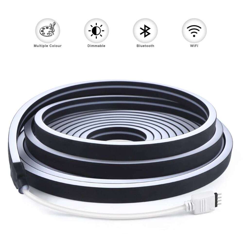 Black Silica Gel Tube LED Strip Lights Tuya Smart Life WiFi Bluetooth APP Control RGB Neon Sign Tape For Christmas Decor Z260226