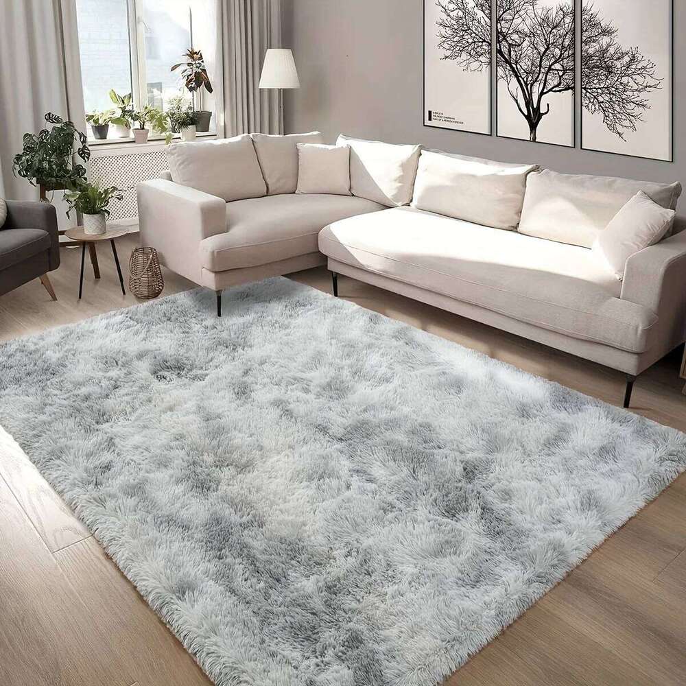 VIKAMA Tie-Dye Plush Soft Living Bedroom Game Room Carpet, Non-Slip Entrance Door Mat, Home Decoration H260226