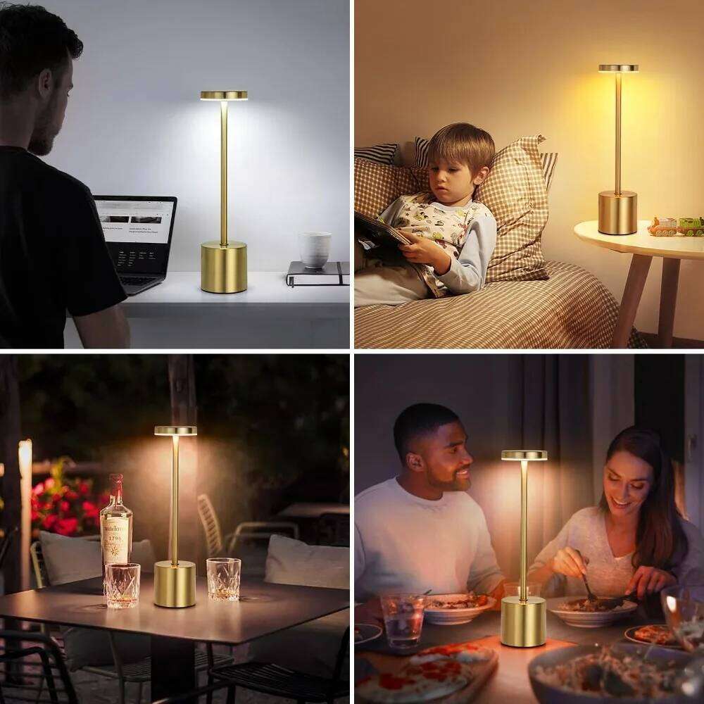 Rechargeable LED Table Lamp-Cordless USB Desk Light,3-Level Brightness,Metal Base,Portable for Restaurant Outdoor Office Bedroom Z260227