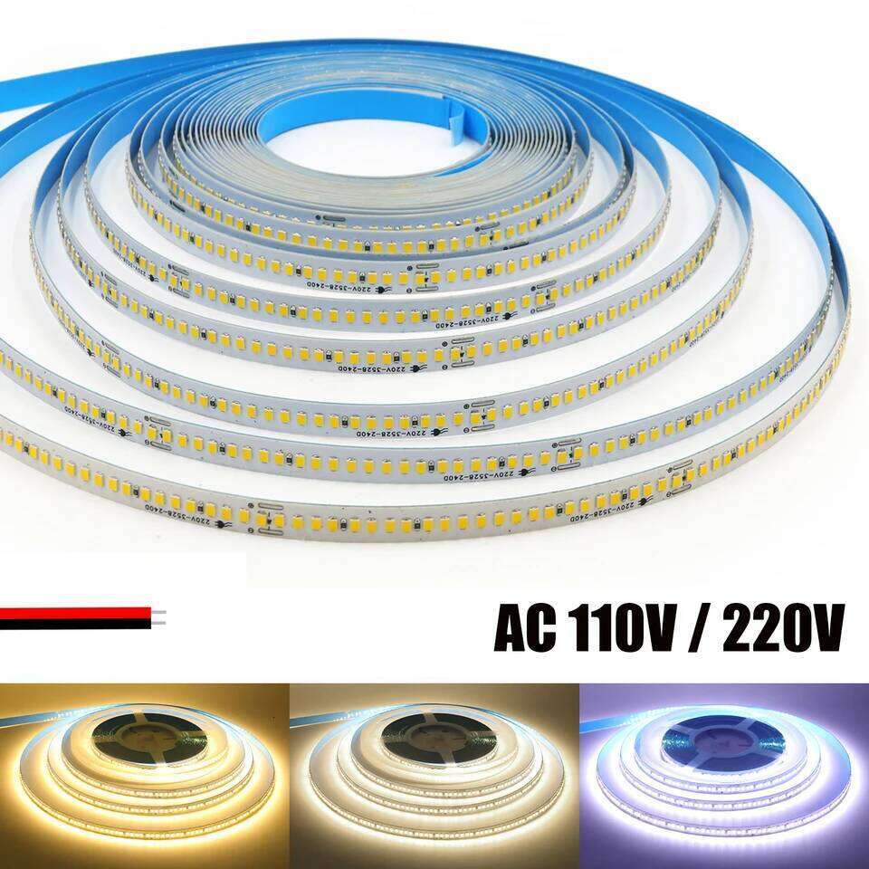 AC 110V 220V LED Strip With 2PIN Cable 240Leds/M IP44 3000K 4000K 7000K Self Adhesive Flexible Ribbon Stripe Home Decor Light Z260226